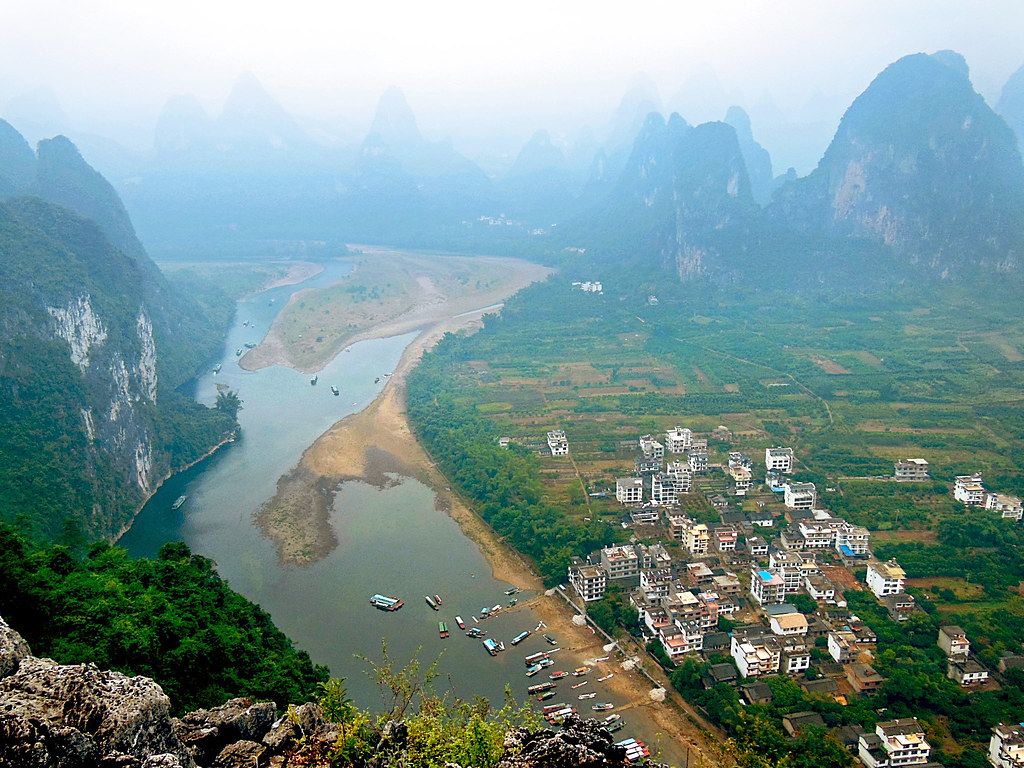 Li River karst peaks reflected at Xingping